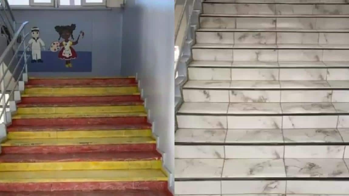 Okulumuzun Merdivenleri Yenilendi..